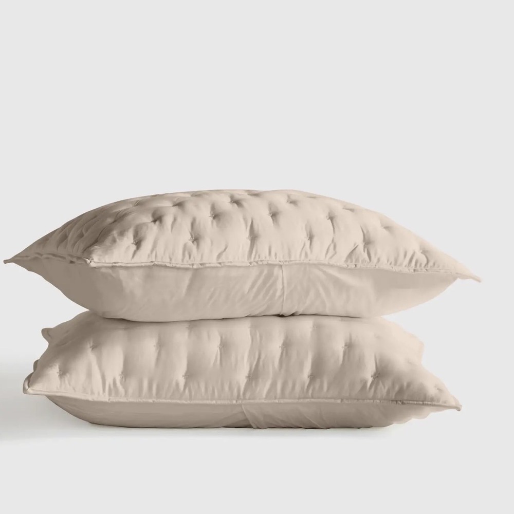 Quince Bamboo Dream Quilted King Sham Set Of 2 Sand Beige Organic Quiet Luxury